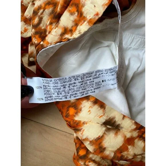 Zara BNWOT womens printed crop top sz small orange floral puff sleeve - Picture 6 of 7